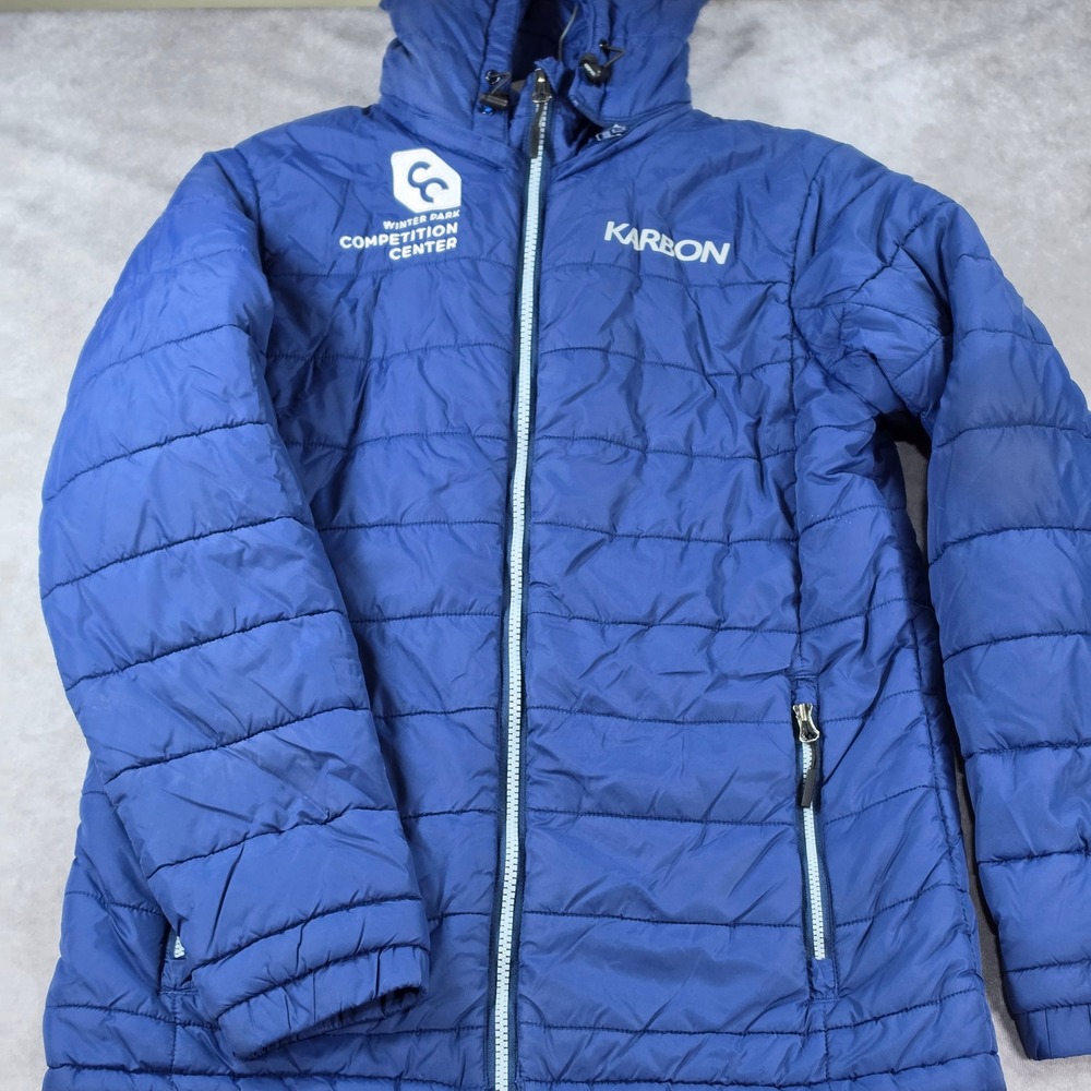 Karbon Puffer Jacket Kids XXS Blue Excellent Winter Park Competition Center Hood